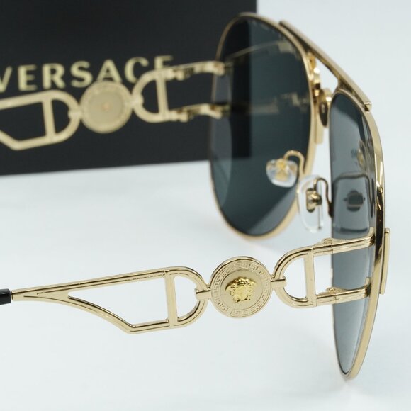 Versace VE2255 100287 Aviator Sunglasses – Gold/Dark Grey - Picture 8 of 11